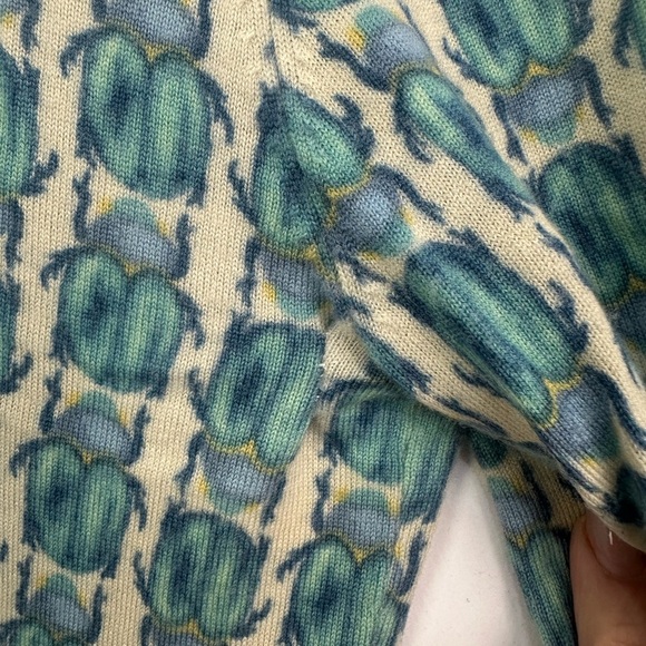 Tory Burch Beetle Scarab Bugs Merino Wool Cardigan Sz Small - Picture 12 of 13